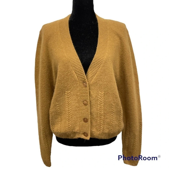 OBR Vintage Lambswool Angora Rabbit hair Crop Cardigan Sweater Made in Hong Kong - Picture 1 of 13